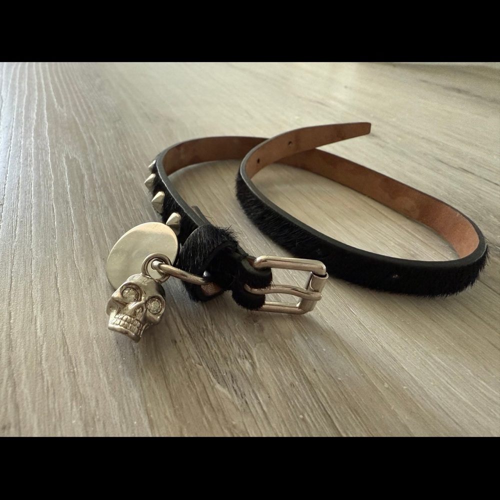 Alexander Mcqueen Skull Studded Bracelet Black Silver